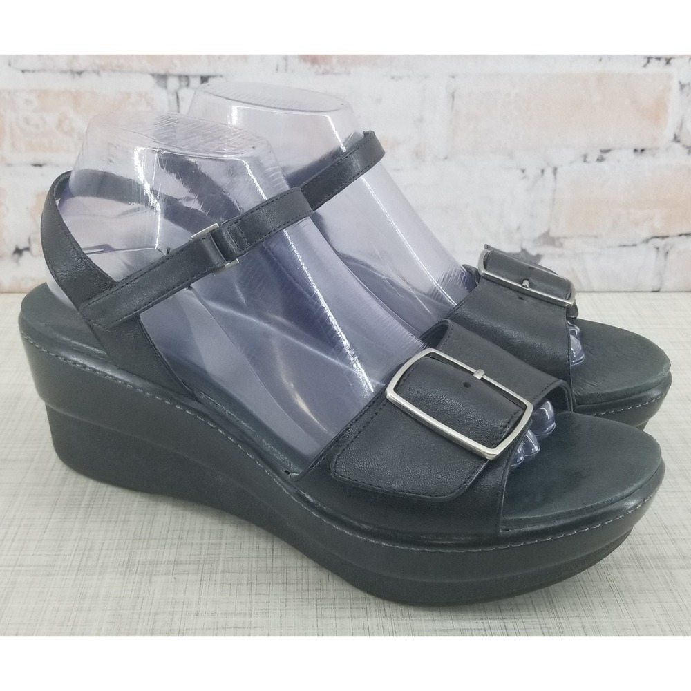 Dansko Georgie Backstrap Platform Wedge Sandal Nappa Leather Decorative Buckle